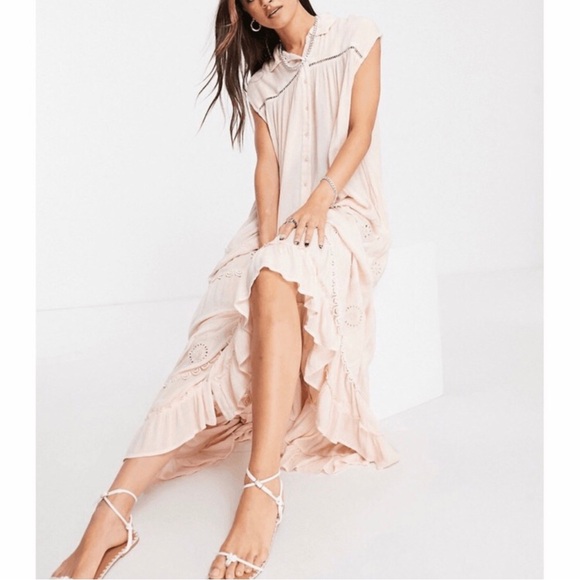 FREE PEOPLE Pretty Cozy Maxi Ecru Dress - Picture 2 of 16